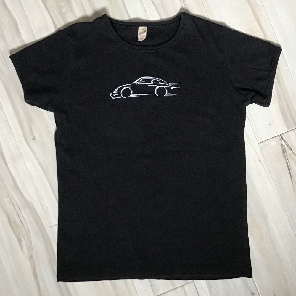 Black Porsche 911 Car T-Shirt Women’s Top Size Large Runs Smaller